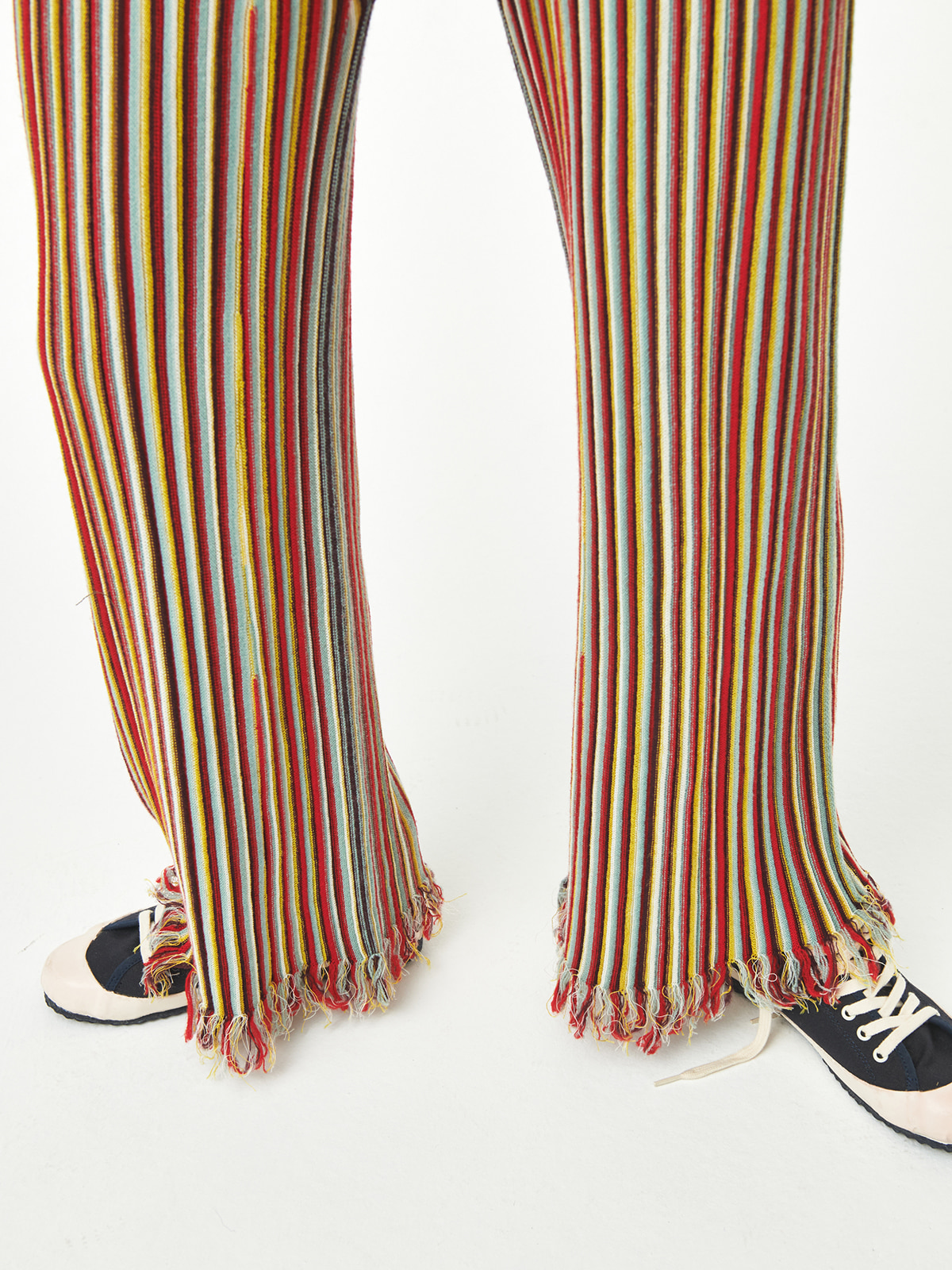 red multi stripe seamless knit pants